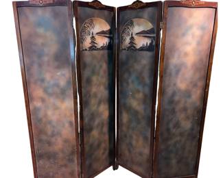 c1900 Craftsman Stickley Era 4-Panel Room Divider - Art Deco Style