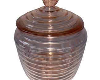 Anchor Hocking Manhattan Pink Glass Beehive Cookie Jar