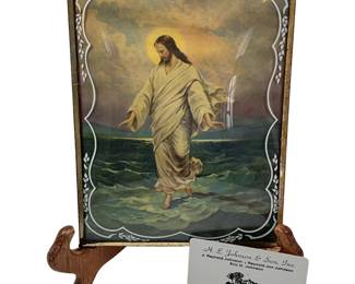 Antique Dome Glass Framed Jesus