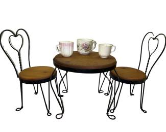 Doll Sized Ice Cream Parlor Chairs & Table