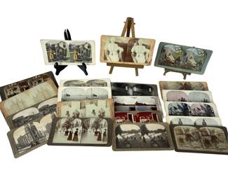 1860-90 Stereoscope Cards Pope Leo Cowboys Zoo Train Station