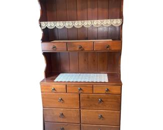 Solid Wood China Cabinet Three Shelves Twelve Drawers