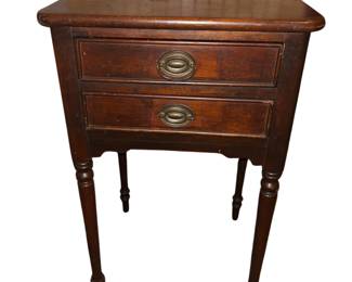 End Table Double Drawers Antique Cherry Or Mahogany