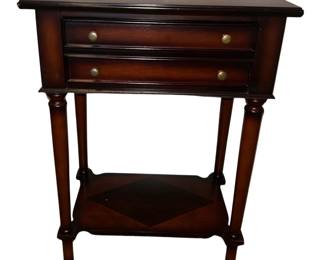 Bombay End Table Wheels Single Drawer Dark Mahogany