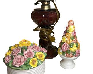 Capodimonte Covered Container Ruby Flash Vase