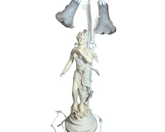 Goddess Fairy Figure Lamp 2 Tulip Light Bulb Shades White
