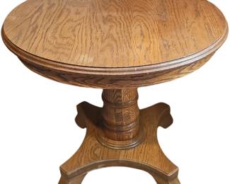 Solid Wood Round Pedestal End Table Four Leg Base