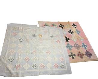 2 Antique Quilts Diamond On Point 
