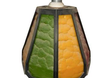 Mid Century Plastic Stained Glass Style Bar Lamp