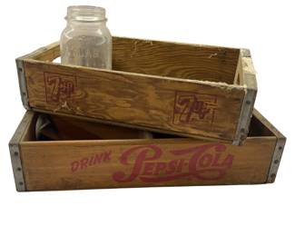Vintage PEPSI & 7-UP Crates Atlas Canning Jar