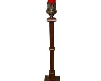 5FT Candle Holder Gothic Decor Red Glass Wood Catholic Casket Coffin Side
