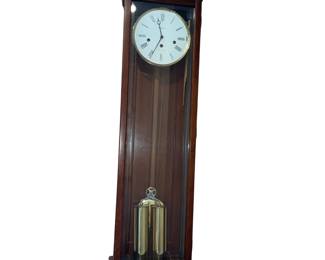 Howard Miller Wall Clock Westminster Chime Glass Case Brass Runs & Chimes