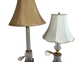 Brilliant Cut Glass Table Lamps Brass Trim
