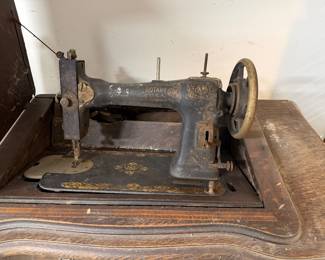 vintage sewing machine & cabinet