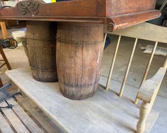 vintage wooden nail keg barrels