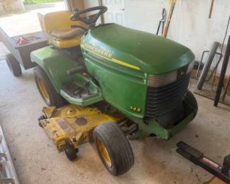 John Deere 345 garden tractor with mower deck & a rear trailer