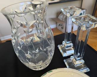 Tiffany & Co vase; Villeroy & Boch candlesticks