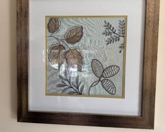 Framed botanial textile wall art