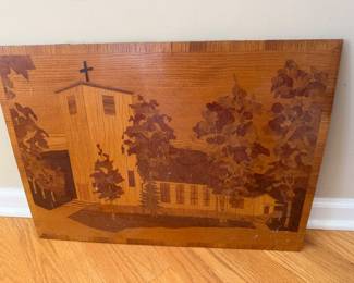 Vintage wooden art inlay from Sweden