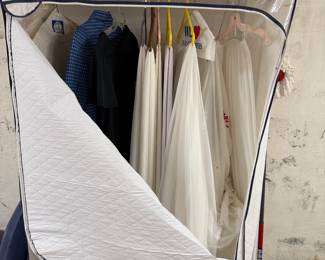 large hanging wardrobe; vintage clothing