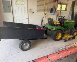 John Deere 345 garden tractor with mower deck & a rear trailer 
