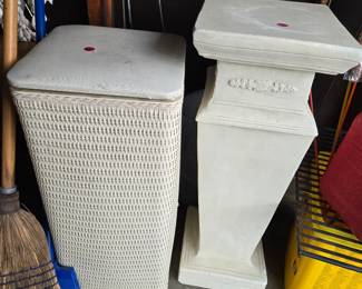 laundry hamper, pedestal