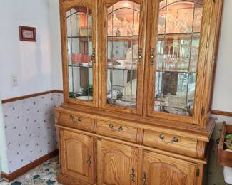 Lighted Oak China cabinet