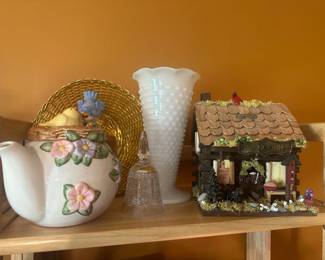 Milk Glass, Decorative Bird House