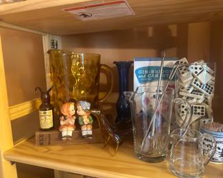 Hand Blown Dachshund Beer Bottle Art, Decanters, Dominoes 