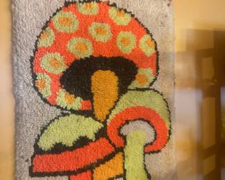 Mid Century Mushroom Latch Hook Rug