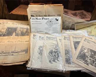 Ethemera Harpers Weekly, St Louis Globe Democrat More