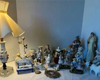 Ceramic Figurines and Lamp
