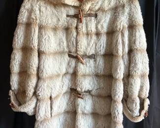 Vintage Faux Fur Coat with Toggle Closure