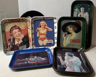 Pepsi and Coke Metal Serving Trays