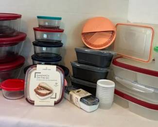Assorted Sized Anchor Storage Glass Bowls With Plastic Lids