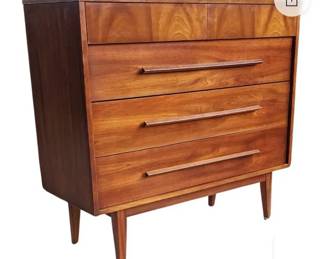 07 Dixie Mid Century Five Drawer Dresser, Tapered Danish Legs