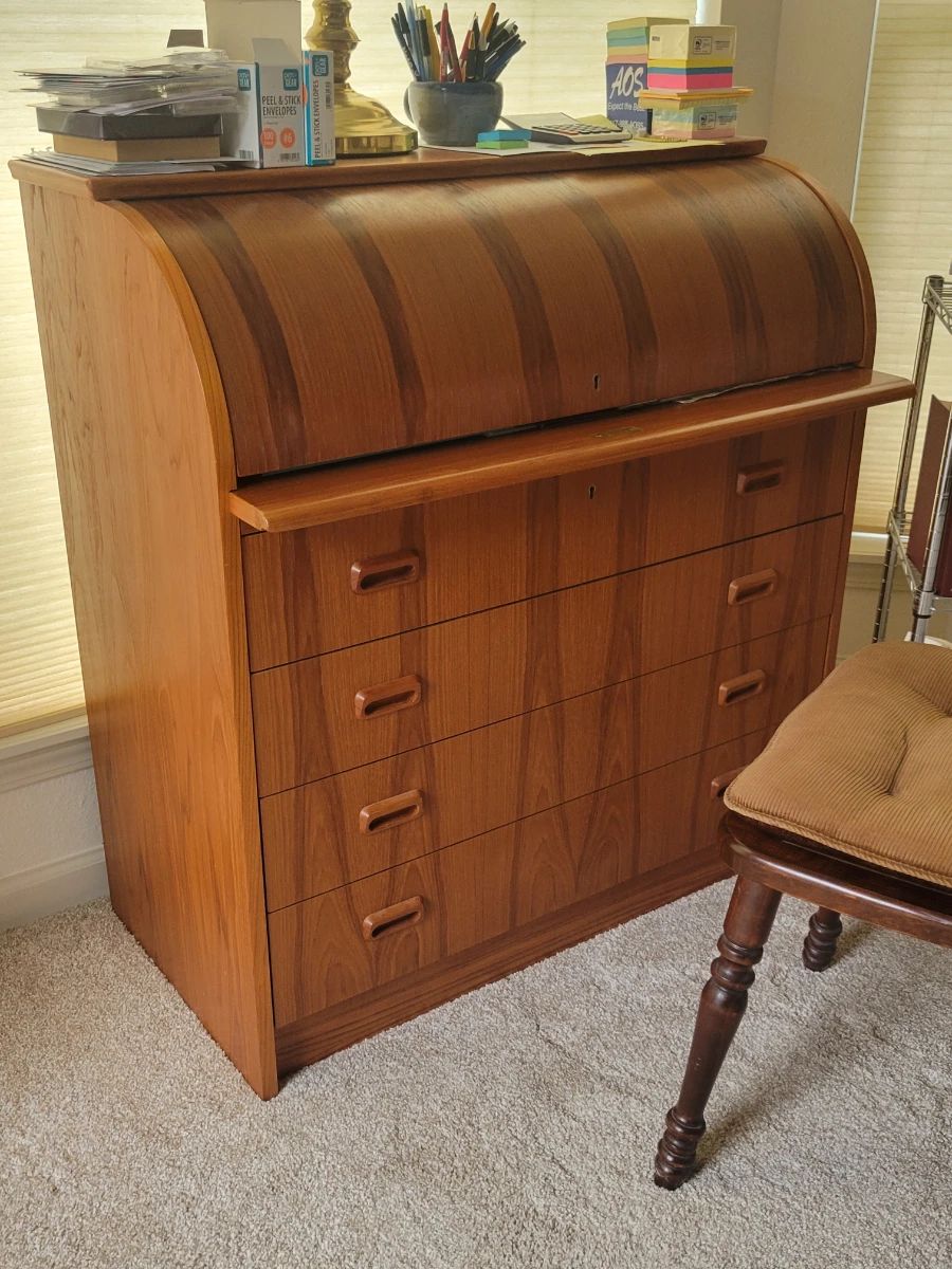 Danish Modern Designed Roll Top Desk