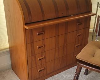 Danish Modern Designed Roll Top Desk