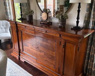 Traditional inlaid wood sideboard with marquetry detailing of Venice, Italy  85x21.5x43