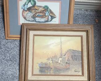 Vintage Wall Decor Mid Century Brutalist Style oil painting  Seashore