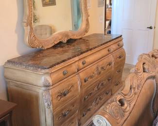 Empire Bedroom SET 5PC  COLLECTION BY SCHNADIG King Sliegh Bed, 2 Night Stands and Dresser Mirror