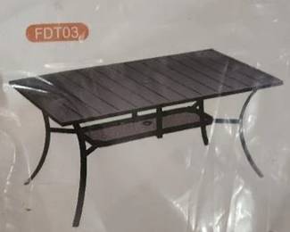 Black Metal Patio Table with Umbrella Hole