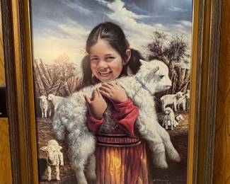 Girl with Lambs by Alfredo Rodriguez