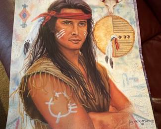 Native American Warrior Portrait Print by J.K. Tosto