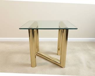 Karl Springer Style Brass and Glass "Z" Side Table 2 Available 