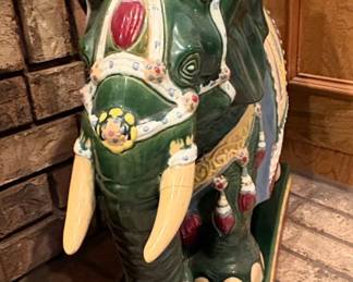 Vintage Asian Ceramic Elephant Garden Seat