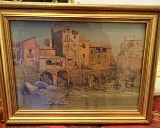 Italian Coastal Town Landscape Painting