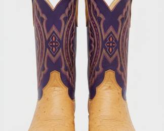 Ostrich Boots with Purple Shaft