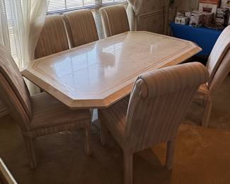 Italian Style Marble Top Dining Table with Chairs