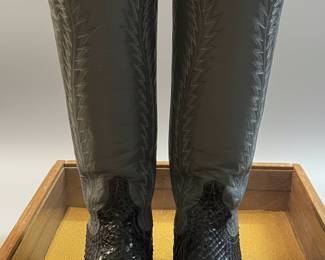 Larry Mahan Women's Black Python Western Boots